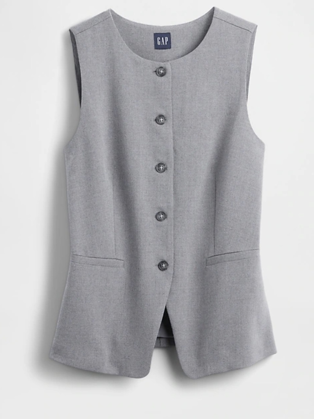 GAP Light Grey Sleeveless Button Vest